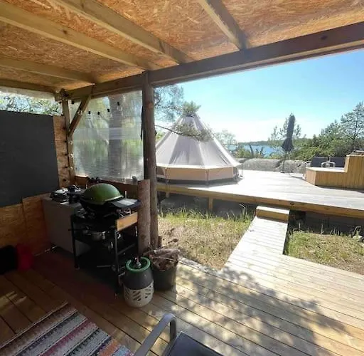 Роскошный шатер Haerligt Privat Glamping Med Bastutaelt Фёглё